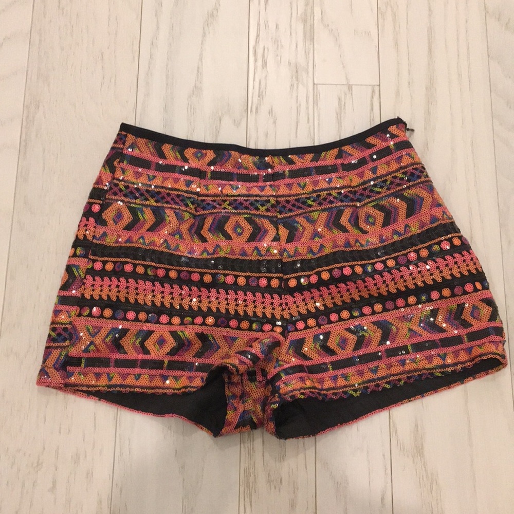 Neon sequined shorts - S